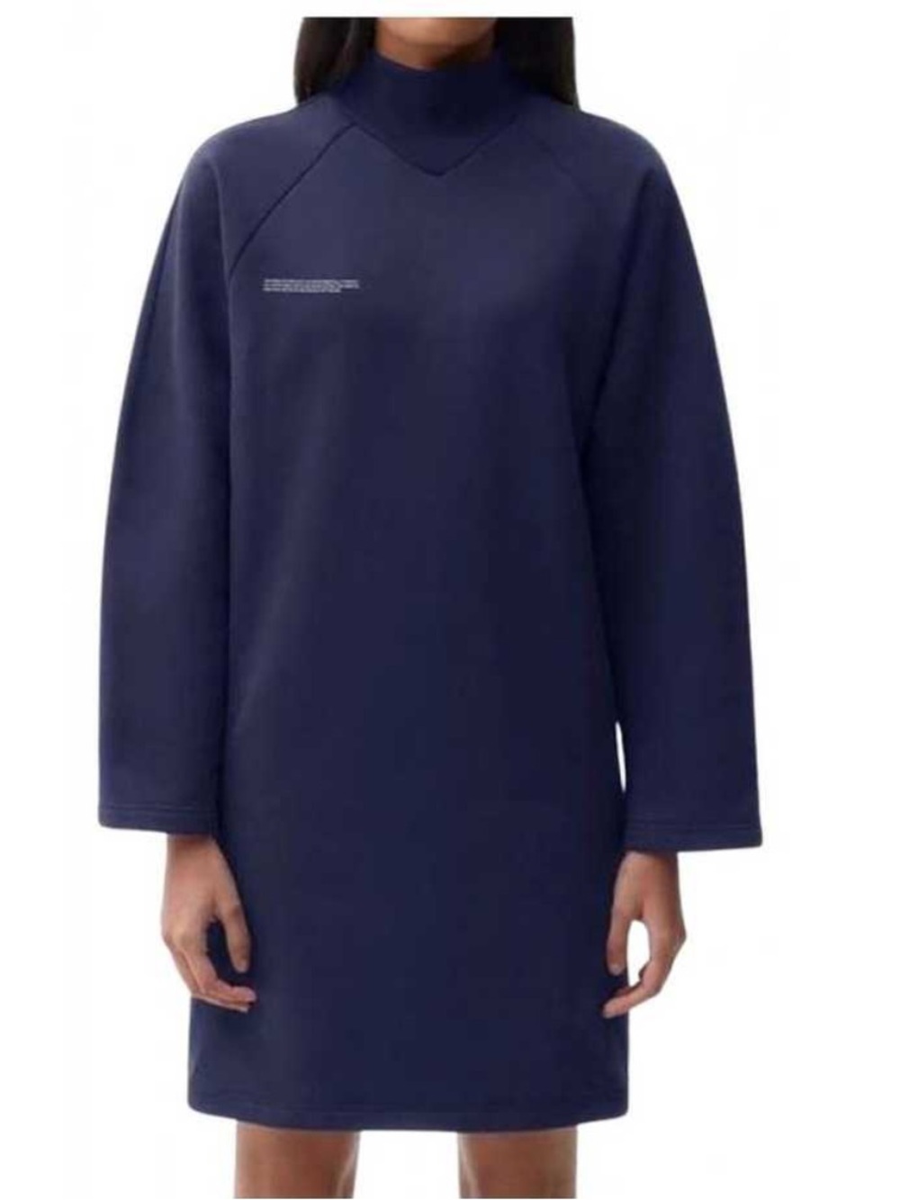 Pangaia Navy Blue Long Sleeve Turtleneck Dress